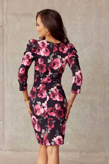 Laura - patterned dress with 3/4 sleeves E09  