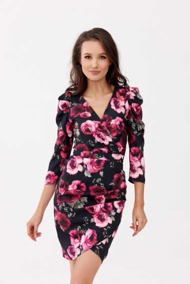 Laura - patterned dress with 3/4 sleeves E09  