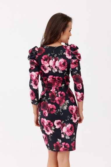 Laura - patterned dress with 3/4 sleeves E09  