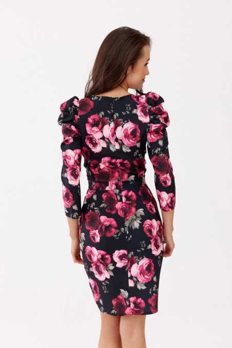 Laura - patterned dress with 3/4 sleeves E09  