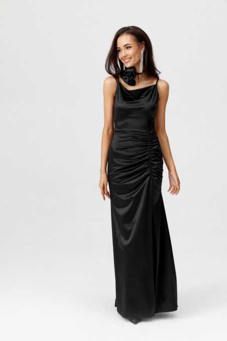 Liana - Maxikleid mit Crinkle und rosa Gürtel  CZA  