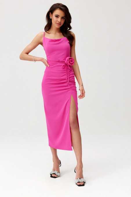 Maribel - midi dress with ruffle and decorative rose AMA  