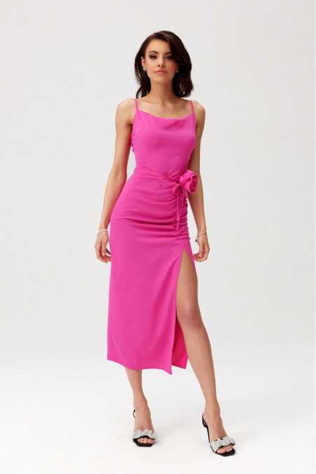 Maribel - midi dress with ruffle and decorative rose AMA  