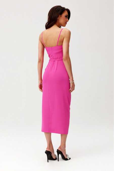 Maribel - midi dress with ruffle and decorative rose AMA  