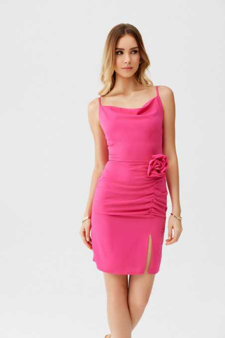 Marilyn - mini dress with ruffle and decorative rose AMA  
