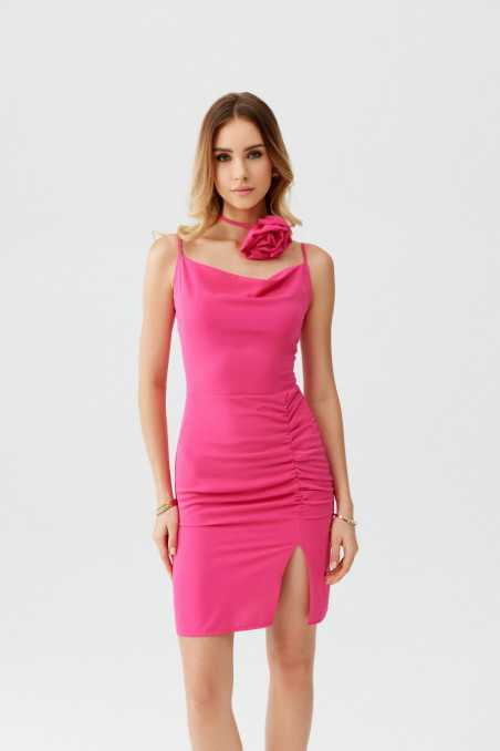 Marilyn - mini dress with ruffle and decorative rose AMA  