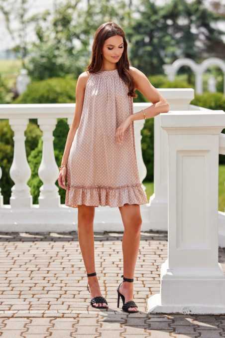 Mila - mini dress with ruffle and belt BEZ  