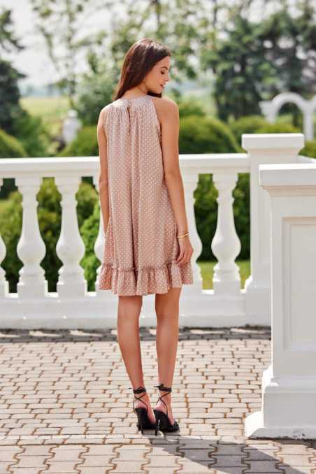 Mila - mini dress with ruffle and belt BEZ  