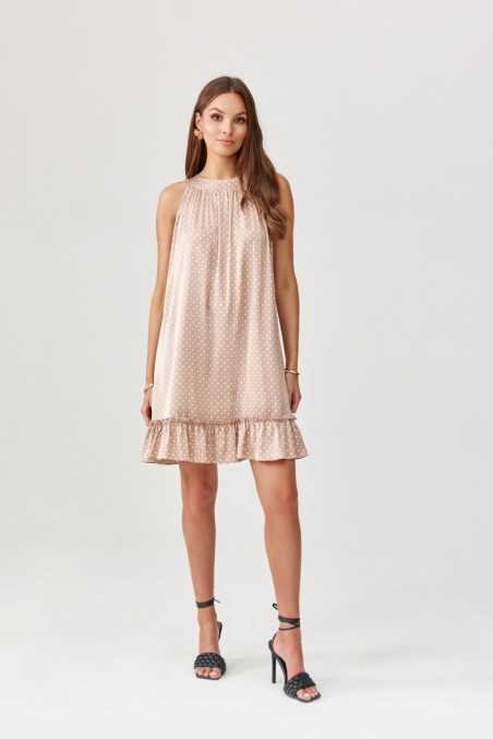 Mila - mini dress with ruffle and belt BEZ  