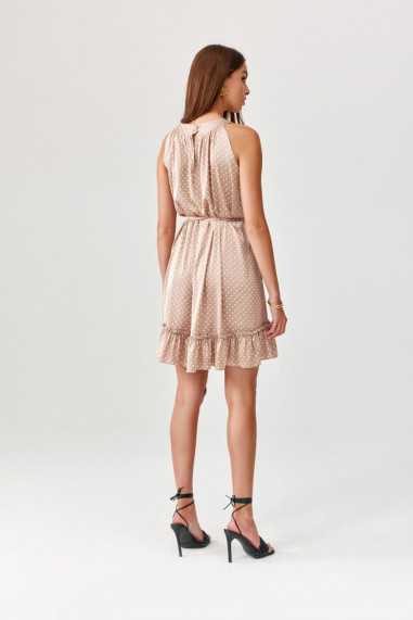 Mila - mini dress with ruffle and belt BEZ  