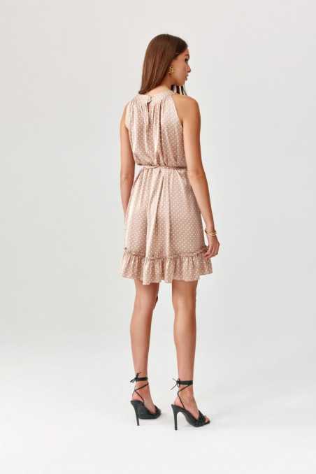 Mila - mini dress with ruffle and belt BEZ  