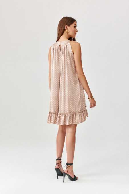 Mila - mini dress with ruffle and belt BEZ  
