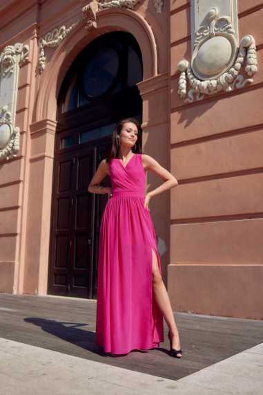 Mirabel - long dress with an envelope neckline and a tie on the back AMA  