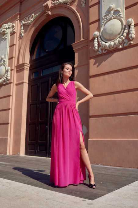 Mirabel - long dress with an envelope neckline and a tie on the back AMA  