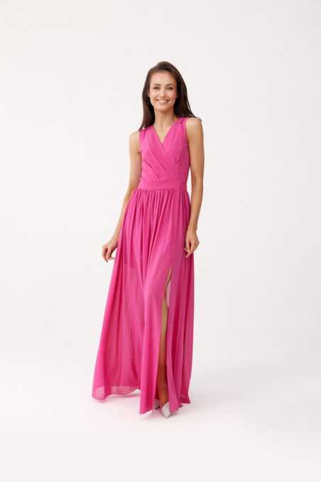 Mirabel - long dress with an envelope neckline and a tie on the back AMA  