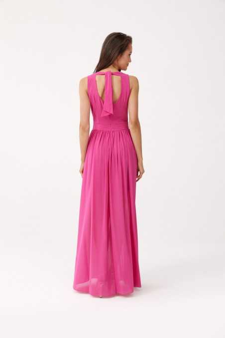 Mirabel - long dress with an envelope neckline and a tie on the back AMA  