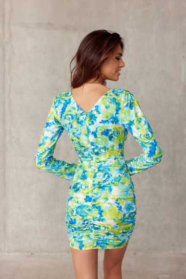 Molly - draped dress with a print and a foldover neckline E21  