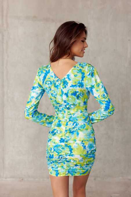 Molly - draped dress with a print and a foldover neckline E21  