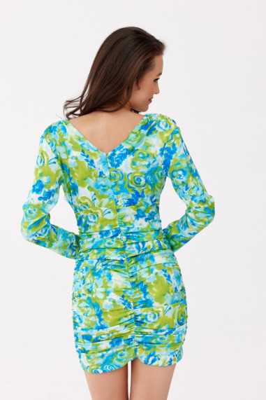 Molly - draped dress with a print and a foldover neckline E21  