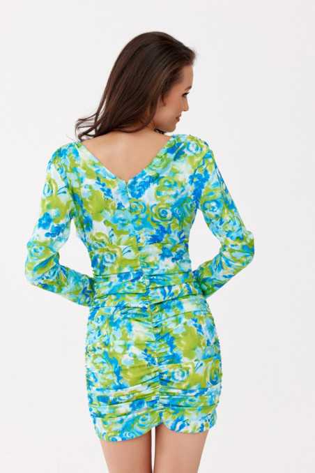 Molly - draped dress with a print and a foldover neckline E21  