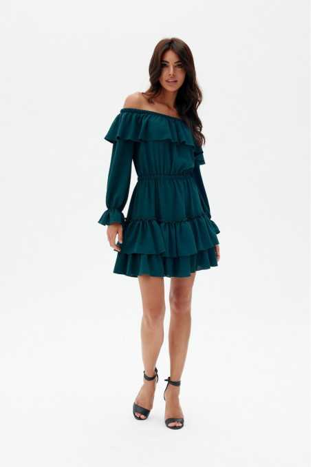Morella - dress with open shoulders and long sleeves BEZ  