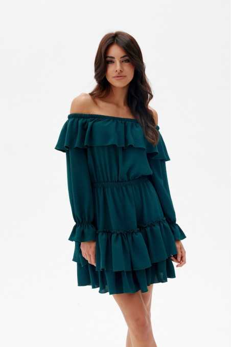 Morella - dress with open shoulders and long sleeves BEZ  