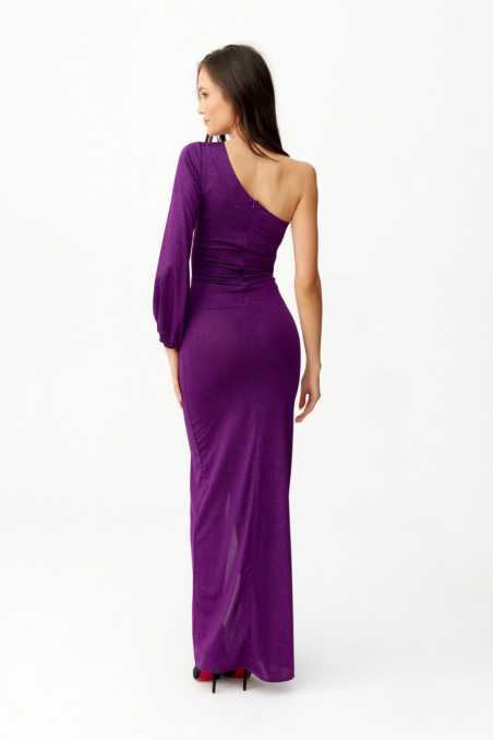 Natalie - glitter maxi dress with one-shoulder sleeves BIS  