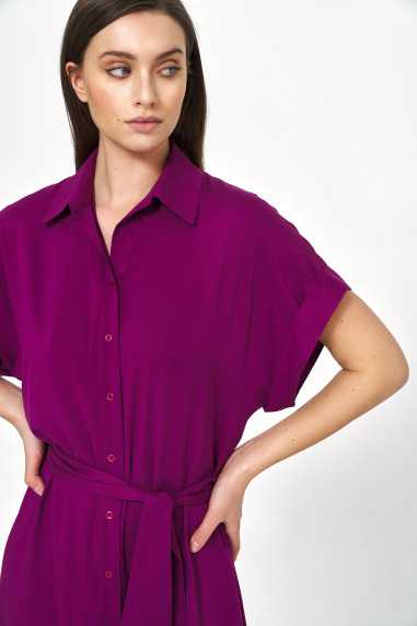 robe midi violette en viscose - nife  