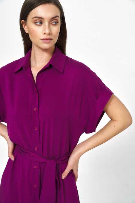 robe midi violette en viscose - nife  