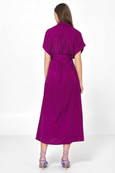 robe midi violette en viscose - nife  