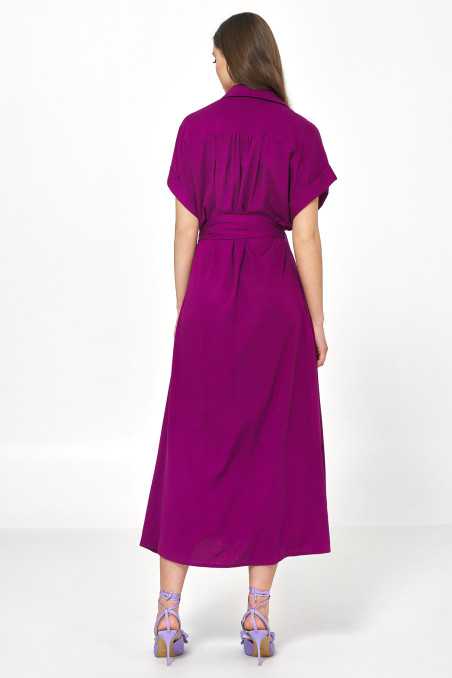 robe midi violette en viscose - nife  