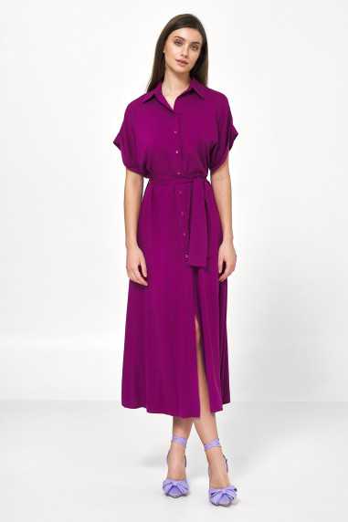 robe midi violette en viscose - nife  