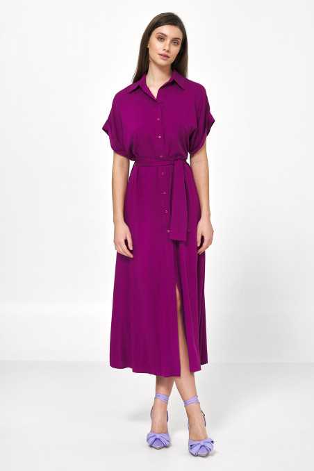 robe midi violette en viscose - nife  