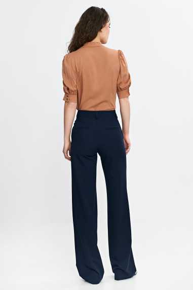 Pantalon bootcut à bouton caché - bleu marine - nife  