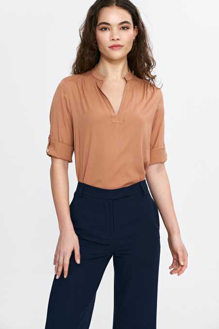 Pantalon bootcut à bouton caché - bleu marine - nife  