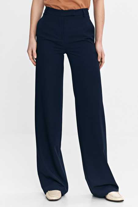 Pantalon bootcut à bouton caché - bleu marine - nife  