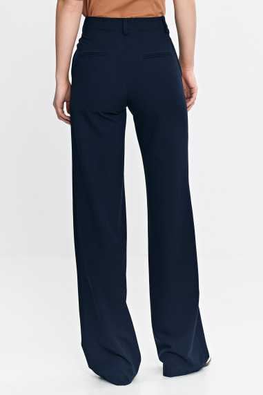 Pantalon bootcut à bouton caché - bleu marine - nife  