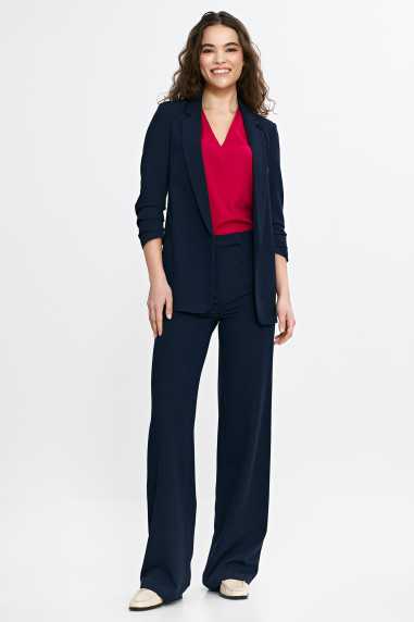 Pantalon bootcut à bouton caché - bleu marine - nife  