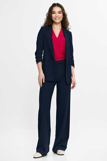 Pantalon bootcut à bouton caché - bleu marine - nife  