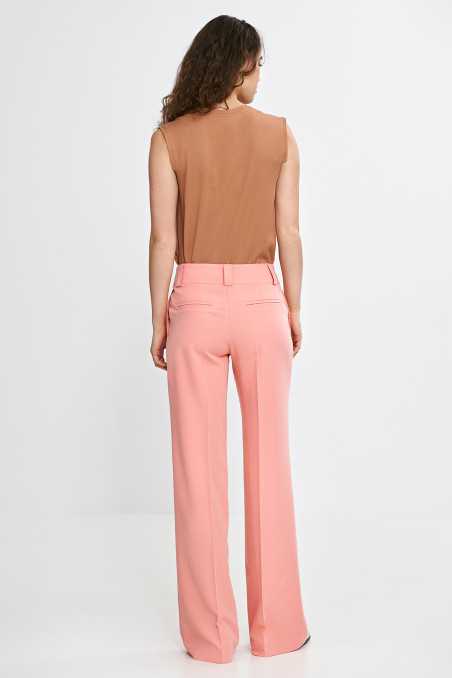 Pantalon à jambes larges et plis - saumon - nife  