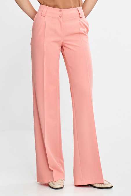 Pantalon à jambes larges et plis - saumon - nife  