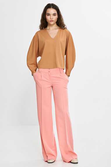 Pantalon à jambes larges et plis - saumon - nife  