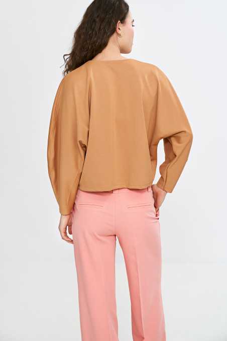 Pantalon à jambes larges et plis - saumon - nife  