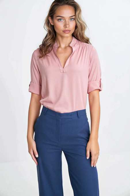 Pantalon bootcut en rayonne avec bouton dissimulé - cobalt - nife  