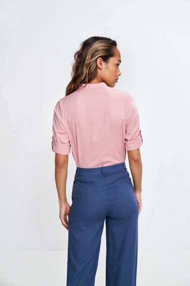 Pantalon bootcut en rayonne avec bouton dissimulé - cobalt - nife  