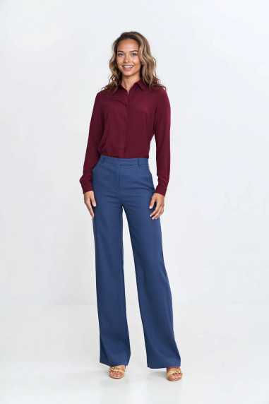 Pantalon bootcut en rayonne avec bouton dissimulé - cobalt - nife  