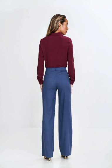 Pantalon bootcut en rayonne avec bouton dissimulé - cobalt - nife  