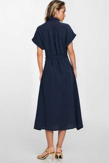 Robe-chemise en mousseline de coton - bleu marine - nife  