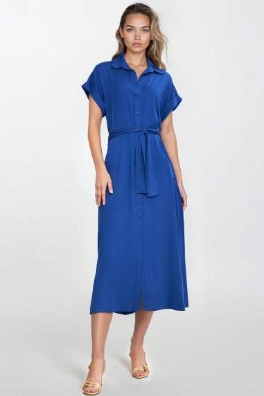Robe-chemise midi - bleuet - nife  