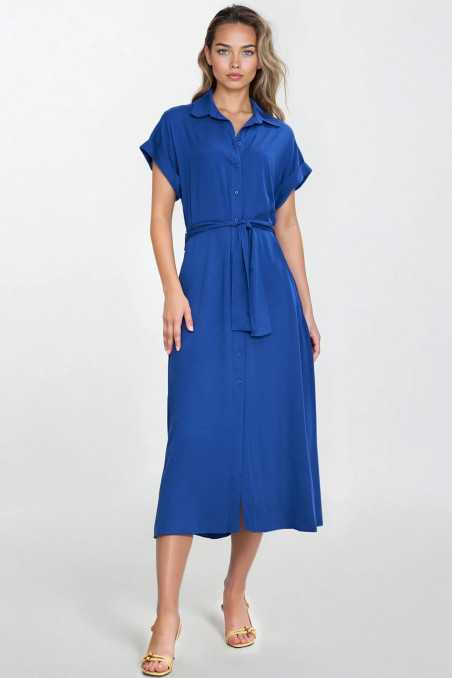 Robe-chemise midi - bleuet - nife  